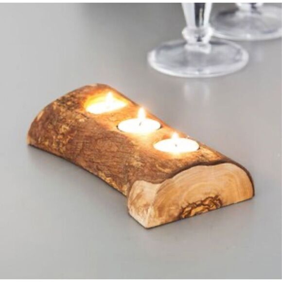 Rustic Wooden Tea Light
Holder - holding 7 tealight candles | Rustic Centerpiece - Picture 1 of 6